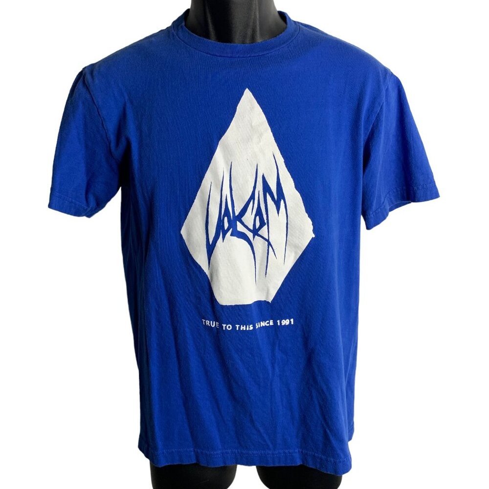 Volcom Stone Crewneck T Shirt S Blue Short Sleeve Logo Graphic Skate Surf Snow